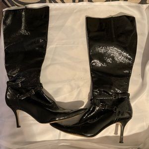 Black Patent Leather Heeled Boot